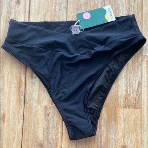 Halara Women's Black Crossover High waisted Swim Bottom